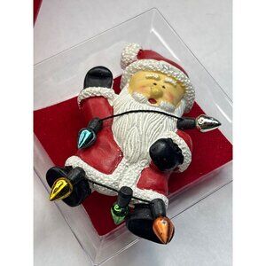 Vintage Santa Claus Brooch Pin With Colorful Christmas Lights